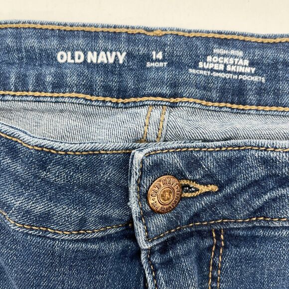 Old Navy Womens Jeans Size 12 Short High Rise Rockstar Super Skinny Distressed - Picture 5 of 11